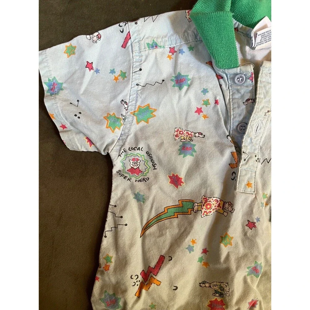 Vintage Super Hero Oshkosh Collared T-shirt